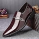 thumbnail image 2 of Zapatos de vestir de cuero para hombre, zapatos Oxford informales de charol sin cordones, mocasín con purpurina, calzado masculino con punta estrecha, 2 of 3