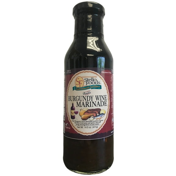 Stello Foods - Rosie's Burgundy Wine Marinade 14.5 oz, Gluten Free, Low Calories, Fat Free, Cholesterol Free, Low Carbohydrates, Vegetarian