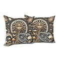 thumbnail image 5 of Ambesonne Boho Art Throw Pillow Cover Pack of 2, Occult Sun Skull Moon Wave, 2 Pcs-26"x26", Blue Violet Pale Brown, 5 of 5