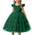 thumbnail image 2 of snilers Girl Dresses Wedding Puffy Tulle Dress Ruffle Sleeve Birthday Party Princess Ball Gown Sundresses Summer Vacation Midi Dress Size 4-10 Years, 2 of 5