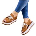 thumbnail image 2 of KBODIU Women's Sandals Thick Soled Fish Mouth Lace Up Sandals Summer Casual Shoes Brown 42, 2 of 3
