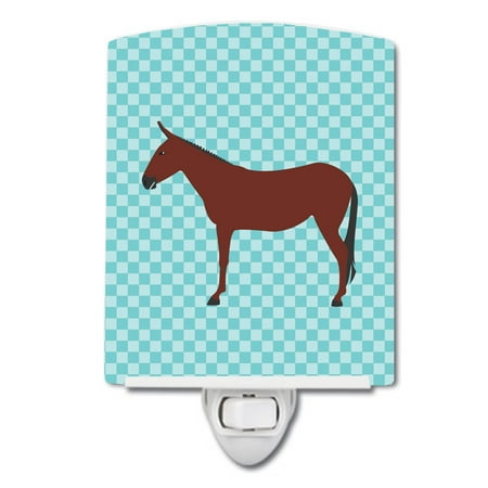 

Hinny Horse Donkey Blue Check Ceramic Night Light