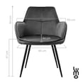thumbnail image 3 of Set de 2 Sillas Terciopelo con Descansa Brazos para Comedor gris, 3 of 7