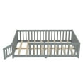 thumbnail image 6 of Jopath Full Size Floor Bed Frame,Montessori Bed with Guardrails and Door,with Slatted Base,for Kids,Boys,Girls,Gray, 6 of 9