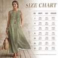 thumbnail image 7 of Xoenoiee Green Rose Flower Tree Leaf Print Women's Casual Cotton Linen Round Neck Sleeveless Maxi Dress, Summer Loose T-Shirt Dress with Pockets Flowy Boho Sundress for Beach Vacation, Size M, 7 of 7