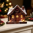 thumbnail image 3 of Christmas Village House LED Lighted Wooden Figurine, Log Cabin Style Light Up Xmas Cottage Desktop Ornament Winter Snow House Tabletop Decor for Mantel, Shelf & Window, 3 of 6