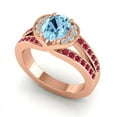 thumbnail image 2 of Diamond-Capitals 2.35 Carat Oval Cut Aquamarine & Red Ruby Gemstone Luxurious Wedding Ring for her Solid 18K Rose Gold Size 9.5, 2 of 8