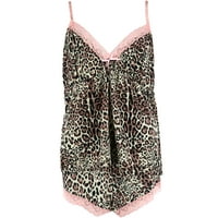 Pillow Fight Women's Pus Size Persian Leopard Print Cami and Sort Set