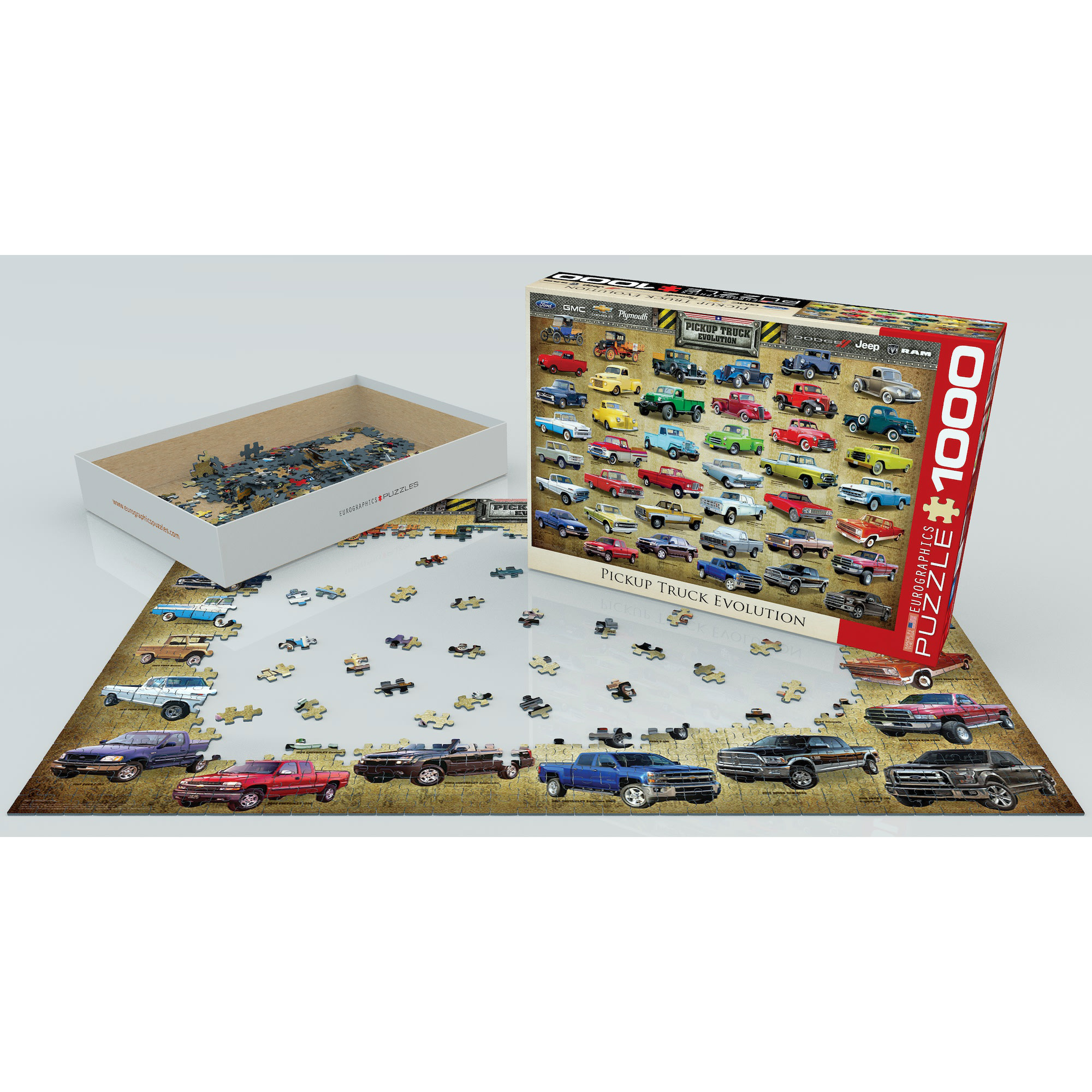 Puzzle 1000 Pezzi Per Adulti | Pickup Rosso 70x50 Cm, Cartone Riciclabile, Gioco Da Tavolo Anti-Stress Con Poster Incluso