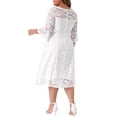 thumbnail image 4 of DARING DIVA Women's Plus Size Lace V-Neck 3/4 Sleeve Midi Evening Dress 3X White, 4 of 6
