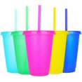 thumbnail image 1 of missunny-Reusable Cups with Lids and Straws, 5 Pack of 16oz Plastic Cups, Perfect for Kids' Parties and Customized Gifts Travel Mug, 1 of 5