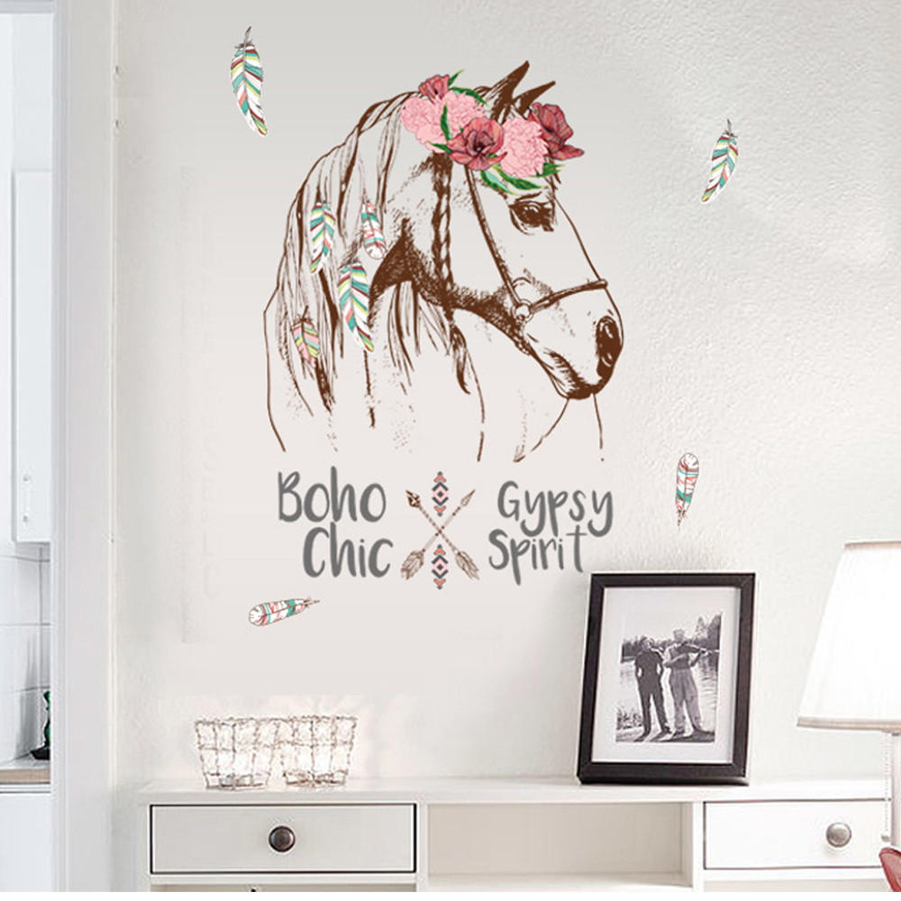 Colorful Horse Removable Vinyl Decal Mural Home Decor Wall Sticker
