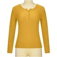 thumbnail image 4 of BXINGOHAI V Neck Pullover Sweater for Women Solid Long Sleeve Pullover Shirts 2024 Fall Winter Pullover Tops Today Yellow,M, 4 of 5