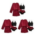 thumbnail image 4 of tssuouriy Pyjama Respirant et Confortable pour Femmes Ensemble de Pyjama Style Pyjama pour Femmes Bordeaux m 3Ensemble, 4 of 6