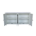thumbnail image 6 of AENKYO 60" Vintage Accent Cabinet with Carved Doors, Adjustable Shelves, Entryway Sideboard Buffet Cabinet, Antique White, 6 of 9