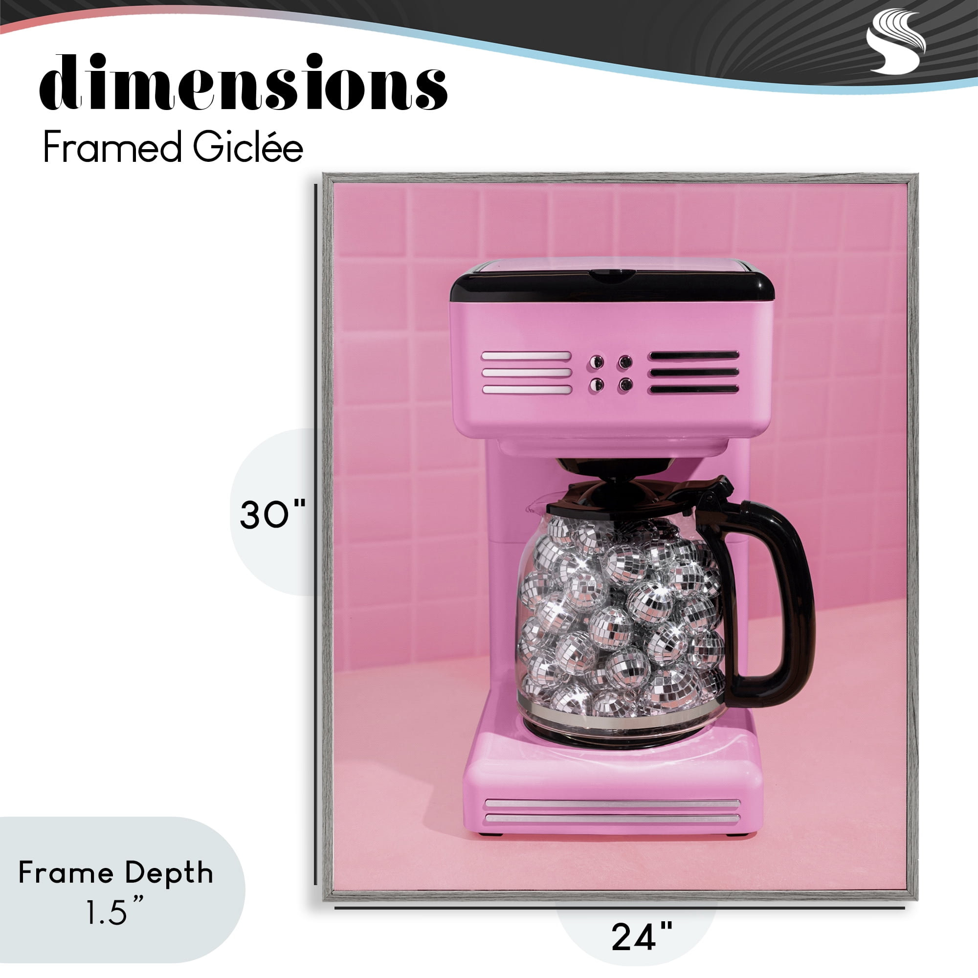 Stupell Industries Disco Coffee Over Pink Gray Framed Giclee Art, design by LISH Creative