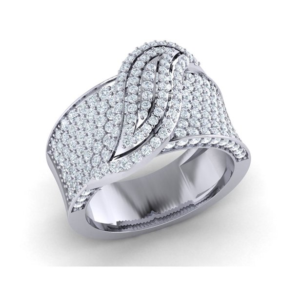 Genuine 3ct Round Cut Diamond Prong Women's Cluster Fancy Wedding Band Ring Bridal Anniversary Solid 10K Gold J SI2