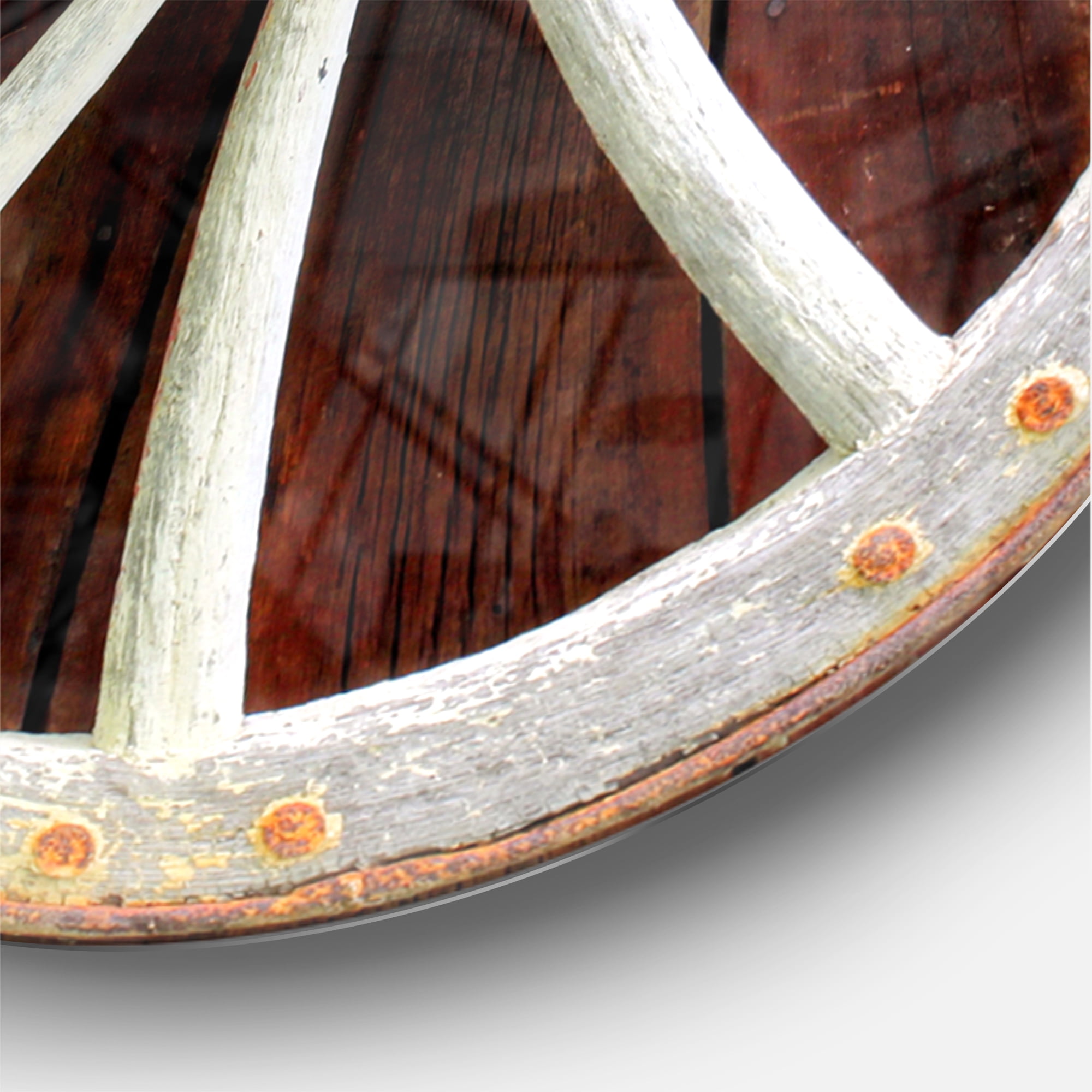 Designart 'Country Wagon Wheel on Wooden Wall Clock' Farmhouse wall clock