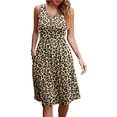 thumbnail image 2 of ICHUANYI Clearance Women's Sleeveless Loose Plain Dresses Casual Short Dress With Pockets Tie-Dye Gradient Print Dress(Khaki, XL) ICHUANYI WER2023081017191, 2 of 6