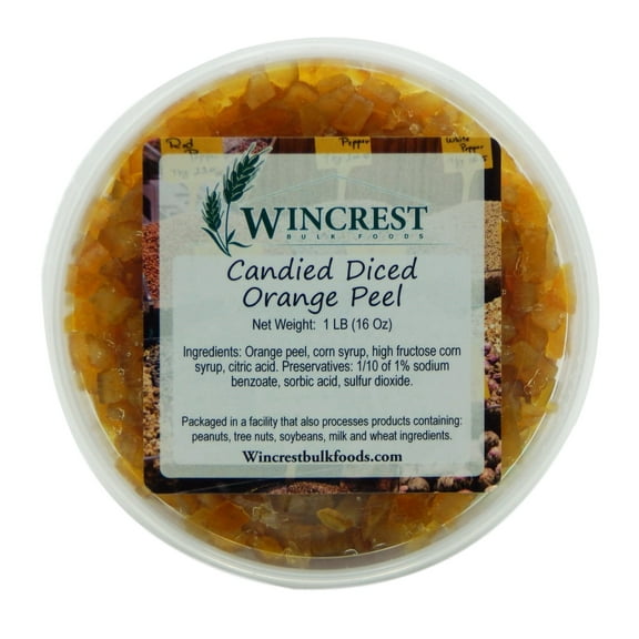 Candied Diced Orange Peel ~ Glazed Fruit ~ 1 Pound Tub