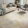 thumbnail image 4 of Toyoso 9x12 Extra Large Modern Abstract Area Rug - Grey & Gold Watercolor Silicone Carpet, Machine Washable Non-Slip Indoor Rug, 0.25" Low Pile Stain Resistant Carpet for Master Bedroom, 4 of 9