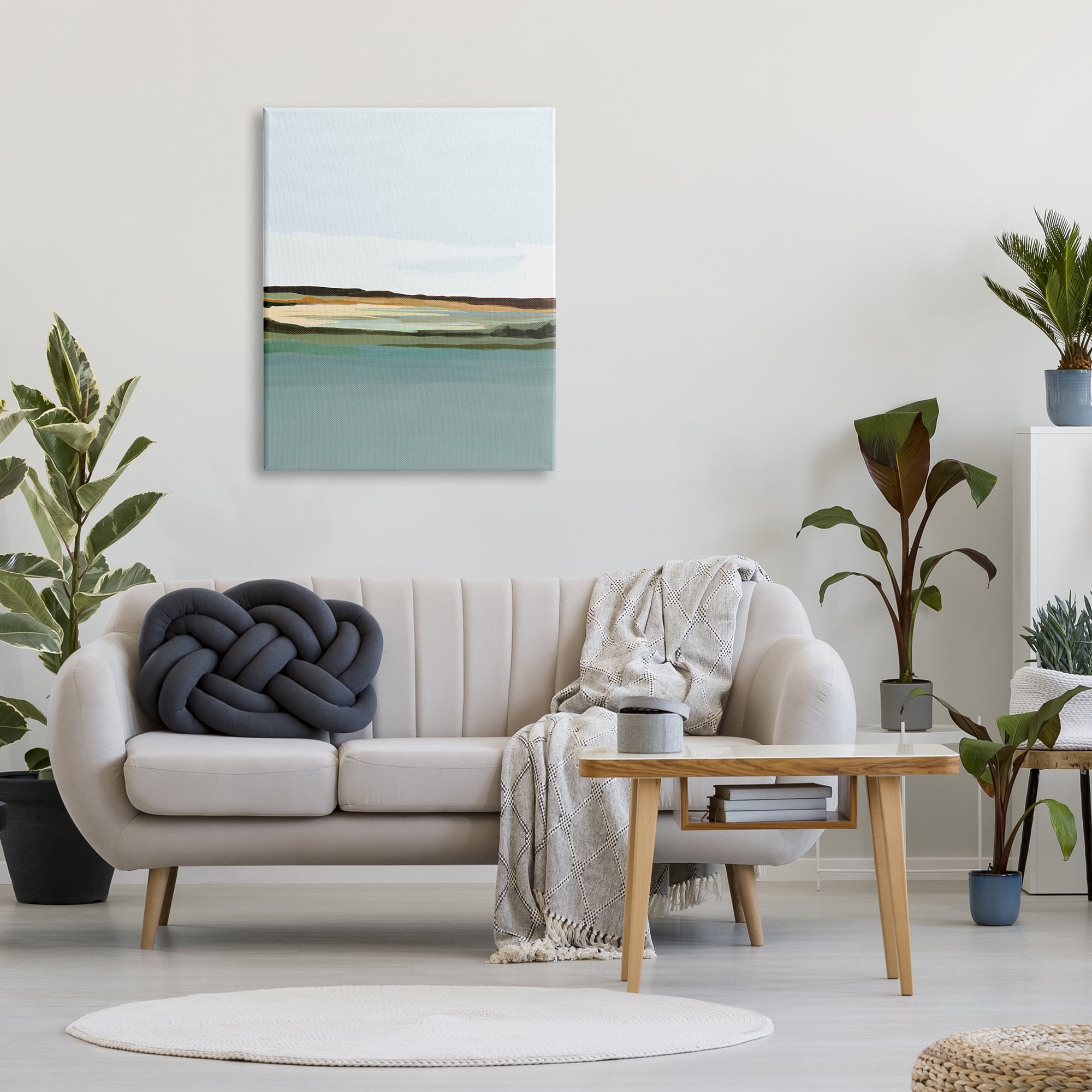 Stupell Industries Modern Lake Shore Abstract Painting Gallery Wrapped Canvas Print Wall Art, 30 x 40