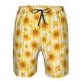 thumbnail image 4 of Yiaed Yellow White Striped Sunflower Print Men's Swim Trunks with Lining Quick Dry Sports Shorts Beach Shorts Boardshorts-XX-Large, 4 of 5