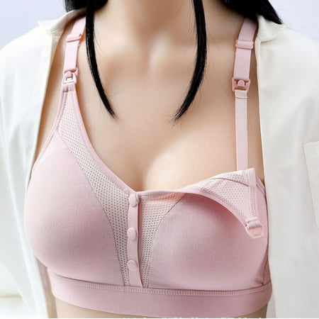 

Mixpiju Womens Underwear Cotton Wirefree Bra Maternity Bra Front Open Breast-Feeding Bra Underwear Beige 3XL