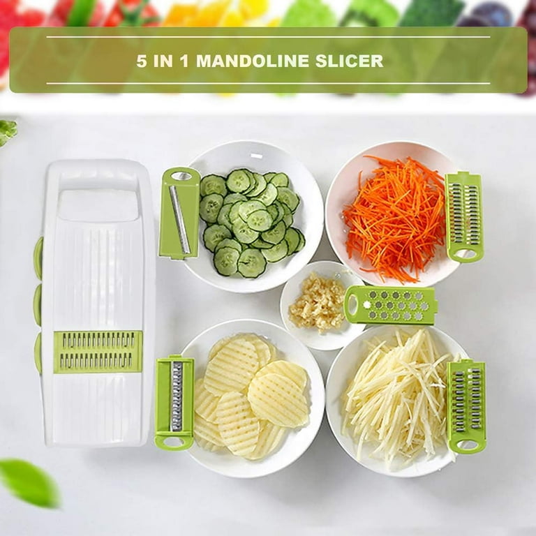 NACOLUS 5 in 1 Mandoline Slicer Vegetable Slicer Mandolin Multi Blade Potato Veggie Slicer Vegetable Cutter Julienne Shredder Potato Slicer
