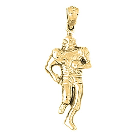 18K Yellow Gold Football Player Pendant - 31 mm