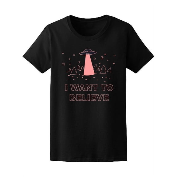 Trees Stars And Spaceship Ufo T-Shirt Women -Image by Shutterstock, Female Small