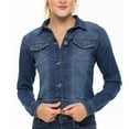 thumbnail image 4 of Notus Fashion Women’s Premium Button-Down Denim Jacket - Elegant Comfort Soft, Stylish, and Versatile Long Sleeve Jean Jacket Mid Blue L, 4 of 7