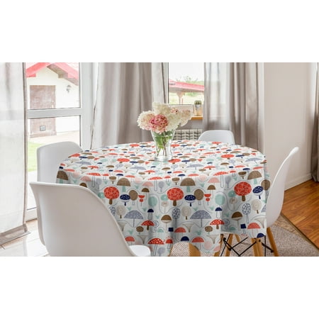 

Doodle Round Tablecloth Sketch Style Simplistic Hand Drawn Trees and Mushroom Colorful Forest Illustration Circle Table Cloth Cover for Dining Room Kitchen Decor 60 Multicolor by Ambesonne