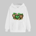 thumbnail image 2 of VBTAPA St. Patrick's Day Sweatshirt for Women Cute Gnome Print Long Sleeve Drawstring Hooded Sweatshirt Irish Lucky Clover Print Pullover Tops White S, 2 of 6