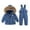 Blue, variant on XIMIN Boy Two Piece Outfits Snow Ski Bibs Pant and Down Jacket Toddler Girl Snowsuit Winter Warm Clothes Snow Bib Kid Coat Winter Jumpsuit