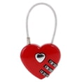 thumbnail image 2 of Candado con combinación de alambre reajustable en forma de corazón, conjunto de bloqueo de viaje, colgante, rojo, 2 of 8