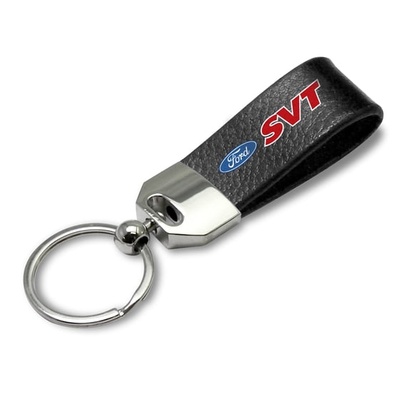 Ford SVT Large Genuine Black Leather Loop Strap Key Chain