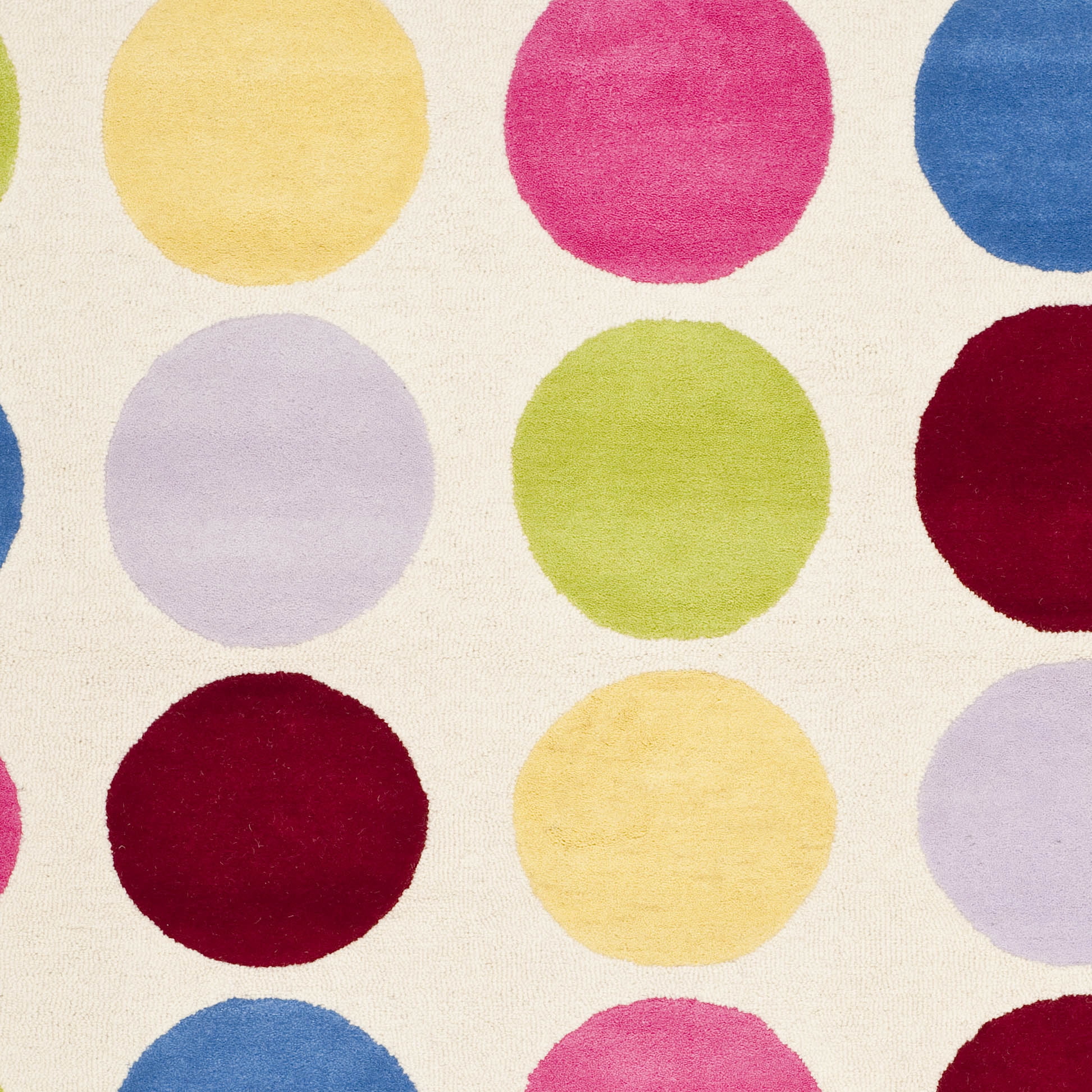 SAFAVIEH Kids Webster Polka Dots Area Rug, Ivory/Multi, 6' x 9'