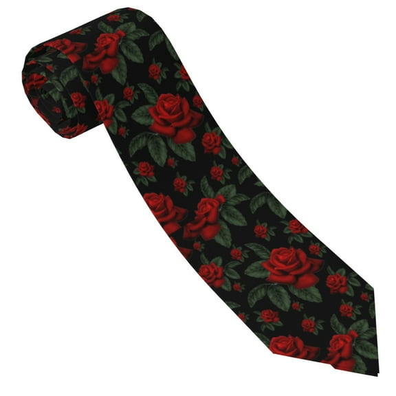 Xecao Roses Print Tie For Men Necktie Woven Jacquard Neck Ties,Classic Men's Tie
