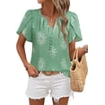 thumbnail image 4 of Womens Summer Boho Blouse Short Sleeve Button Down Floral Top Casual Business Work Shirt Fashion Beach Vacation Tops, 4 of 6