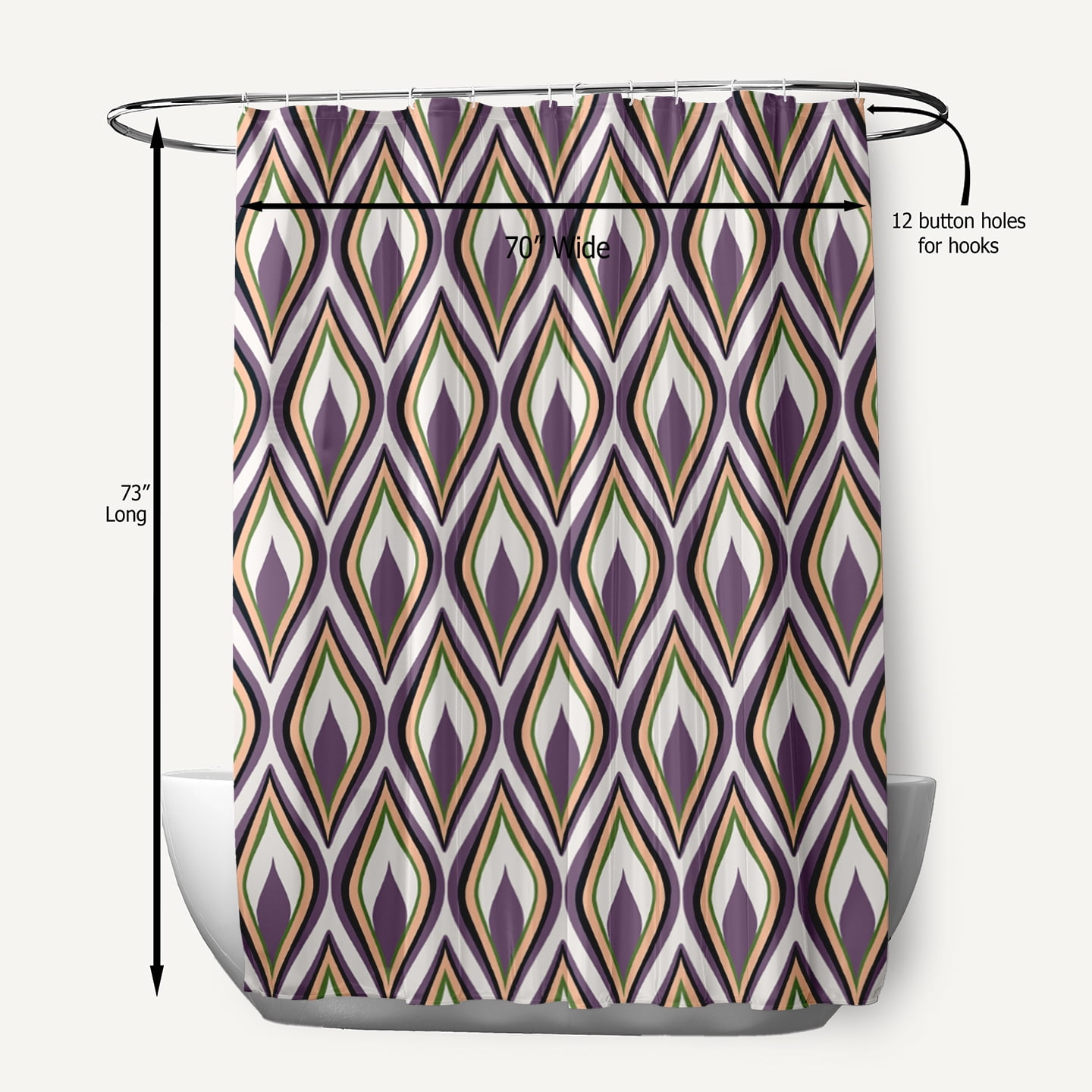 Simply Daisy 70" W x 73" L Feathers Polyester Shower Curtain, Larkspur [1 Ct]