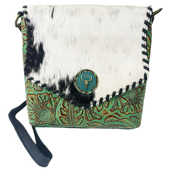 The Longhorn Leather Crossbody Cowhair Messenger Tote
