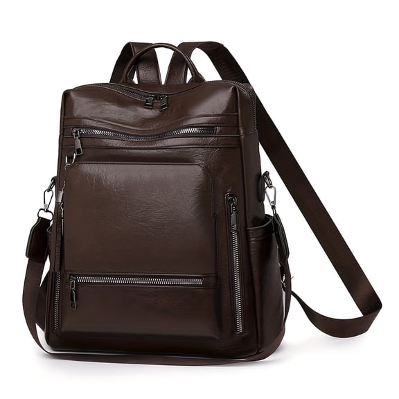 PRIYAL Women's Synthetic Backpack Lightweight Large Capacity Travel Vacation Bag with Adjustable Straps, Multiple Compartments, Zipper Closure, Casual Style for Commuting, Work, and Everyday Use