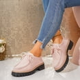 thumbnail image 5 of Women's Suede Penny Loafers Lace up Chunky Heel Lug Sole Slip on Casual Office Business Dress Shoes, 5 of 9