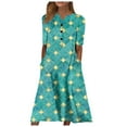 thumbnail image 1 of Pisexur Robe de Plage Florale pour Femmes Décontractée Col en V Ample T-Shirt Robe d'Été Manches Courtes Tunique avec Poches, 1 of 6