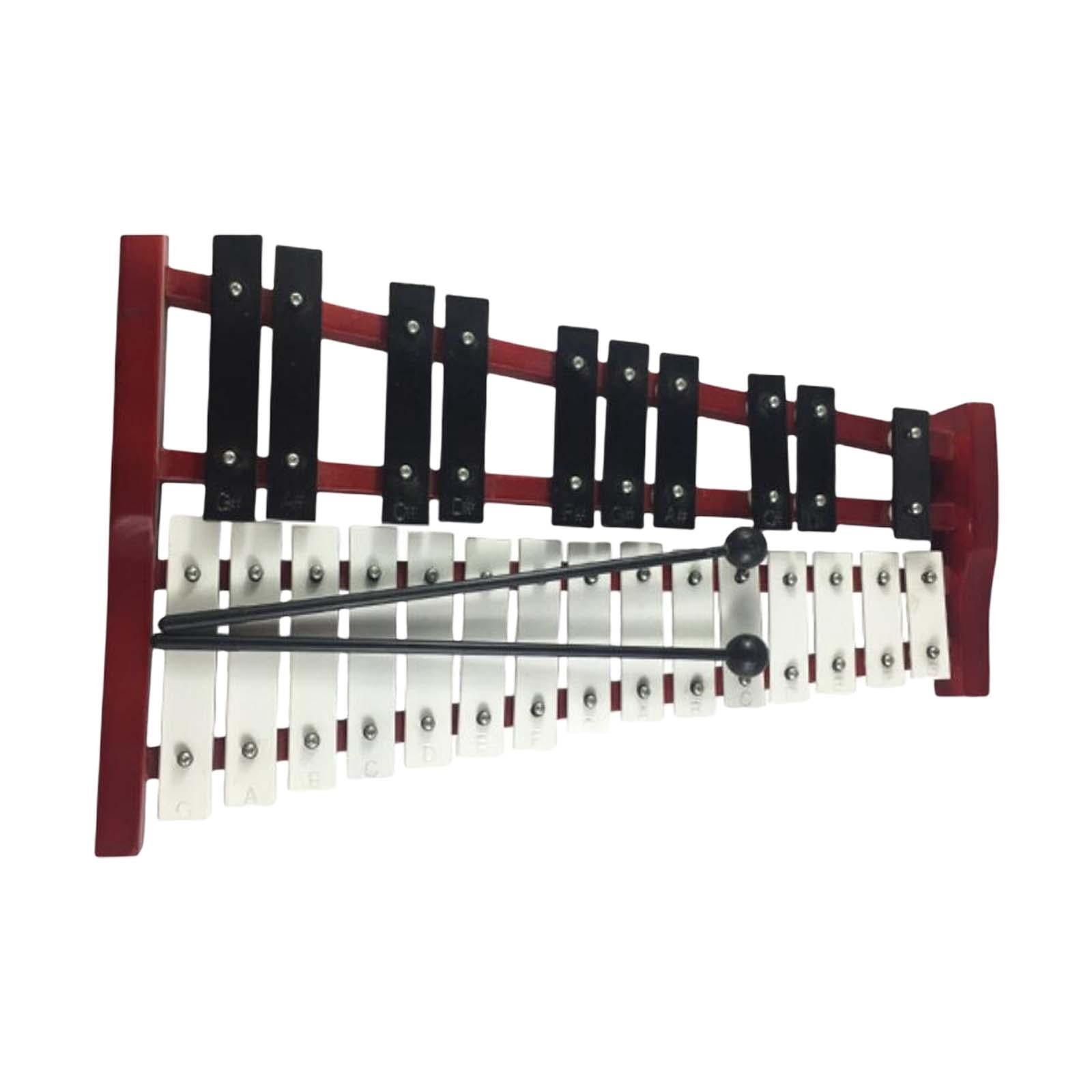 LeeQinersw 25 Note Glockenspiel Xylophone Wooden Frame for Beginners Craftsmanship Portable