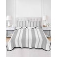 thumbnail image 2 of Quilts Twin-XL Size Bedding Set, Grey Striped Lightweight Quilted Comforter, Blue Geometric Line Stripes Farmhouse Soft Reversible Bedspread Coverlet with Pillow Covers for All Season, 68" x 98", 2 of 7