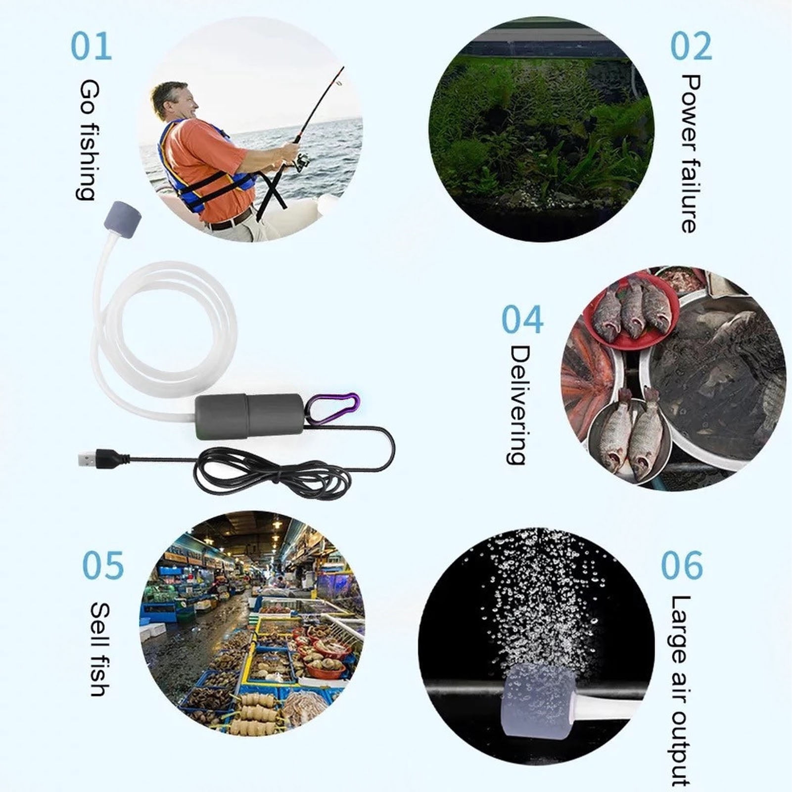 Suodoka 10W Solar Pond Oxygenator Monocrystalline Silicon Round USB Aquarium Air Pump Fish Tank Aerator for Outdoor Pool Pond, 7.1 inches / 18 cm, Includes Tubing & Accessories