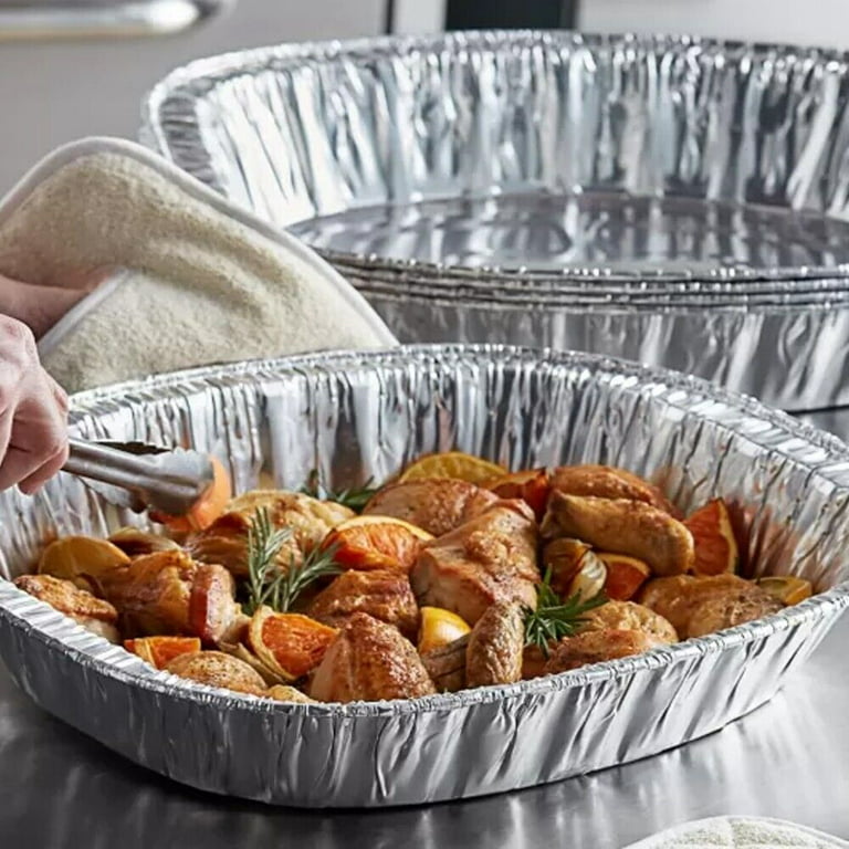 Vezee Extra Large Heavyduty Disposable Durable Turkey Roaster Aluminum Pans, Oval Shape for Chicken, Meat, Brisket, Roasting, Baking, Recyclable Along
