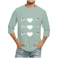 thumbnail image 2 of Jinhomg Mens 2025 Holiday Tees Cute Valentine's Day Heart Graphic T-Shirts Big and Tall Comfy 3/4 Sleeve Crew Neck Tops Fashion Gifts Winter Saving Green L, 2 of 5